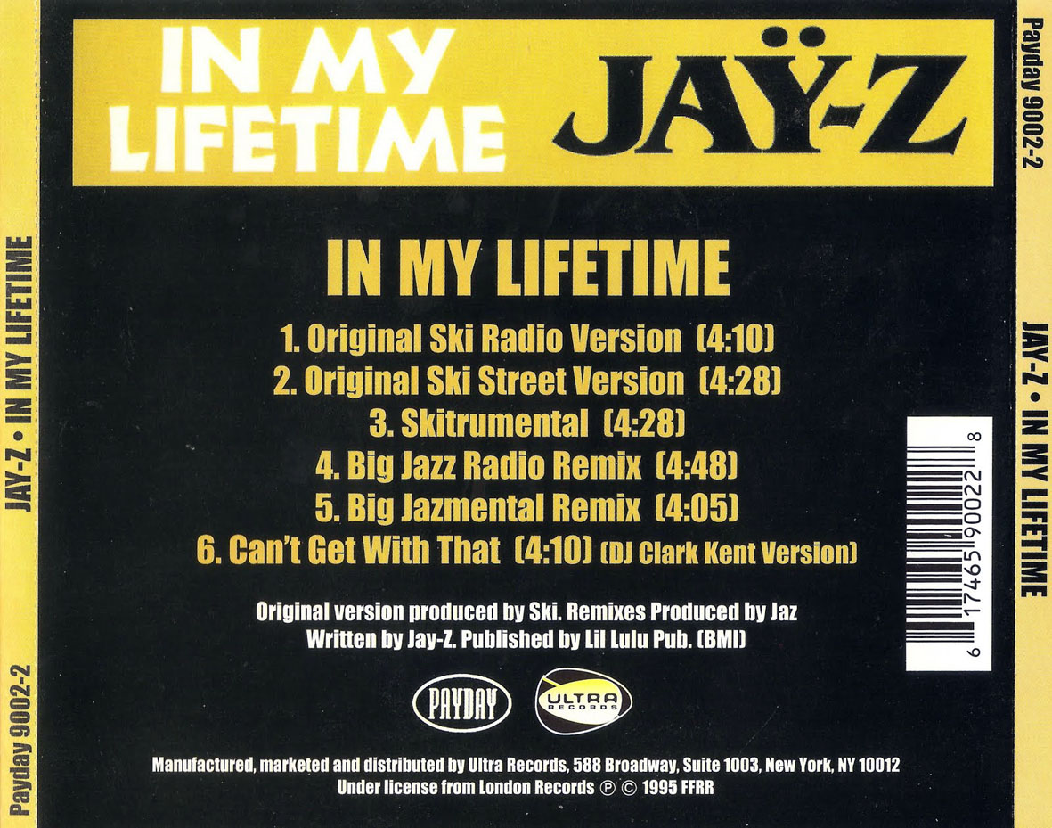 Cartula Trasera de Jay-Z - In My Lifetime (Cd Single)