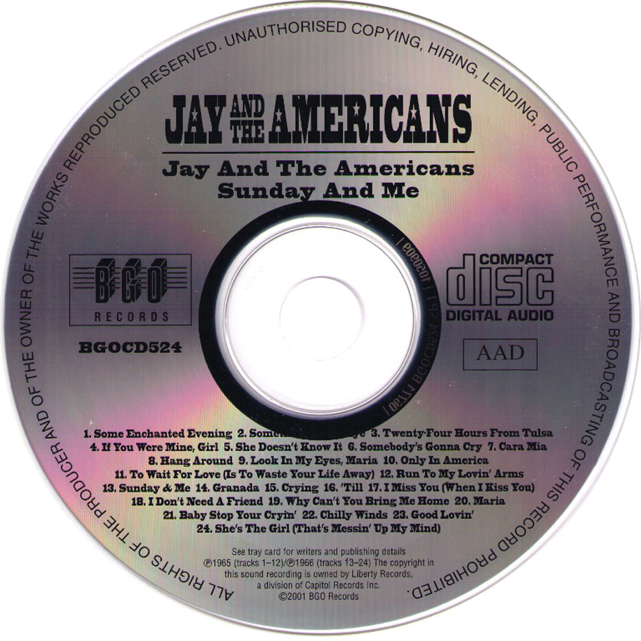 Cartula Cd de Jay & The Americans - Jay & The Americans / Sunday & Me
