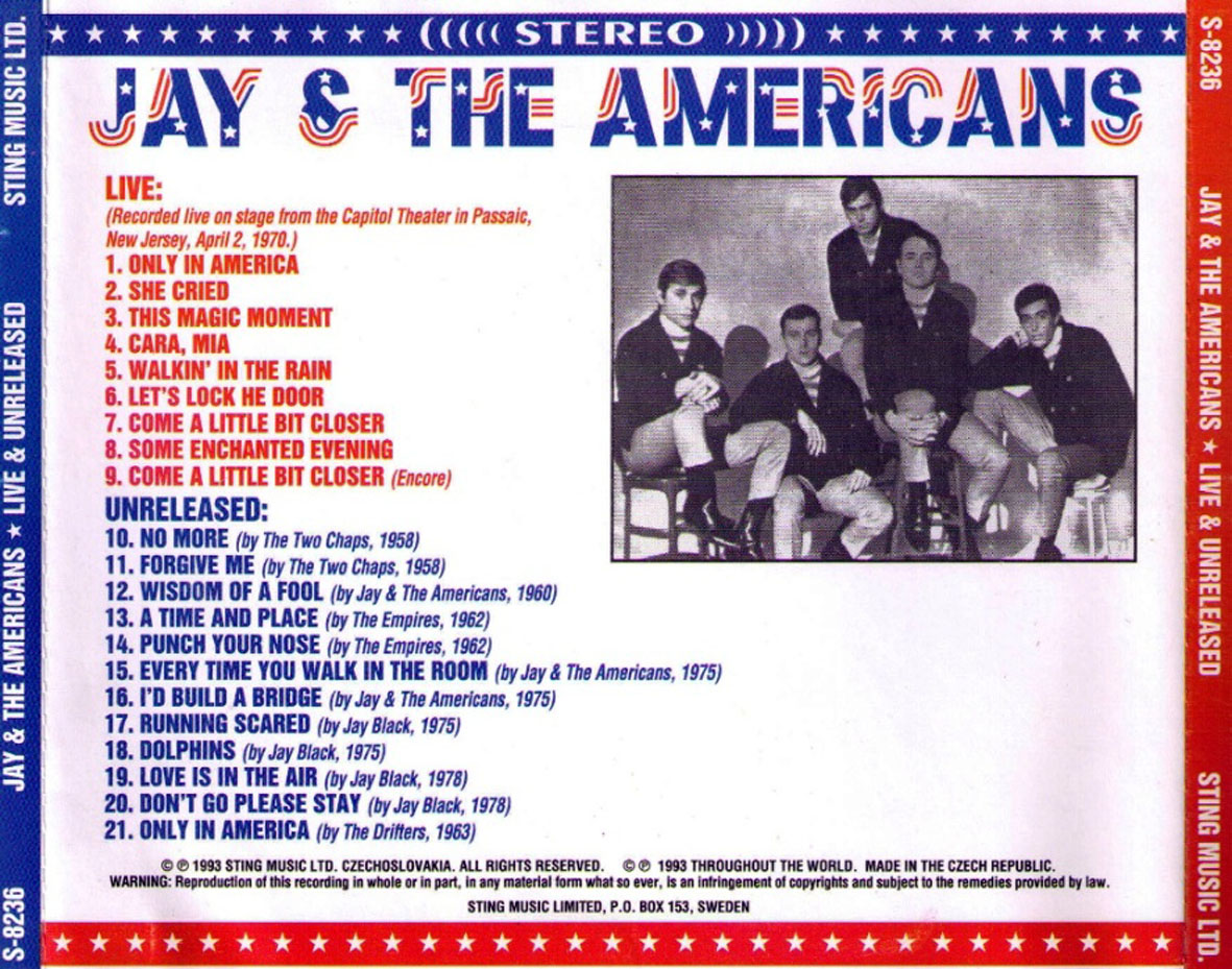 Cartula Trasera de Jay & The Americans - Live & Unreleased