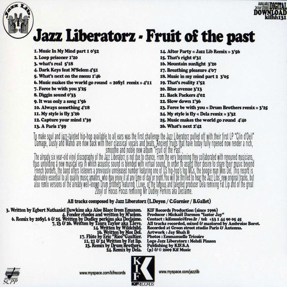 Cartula Interior Frontal de Jazz Liberatorz - Fruit Of The Past
