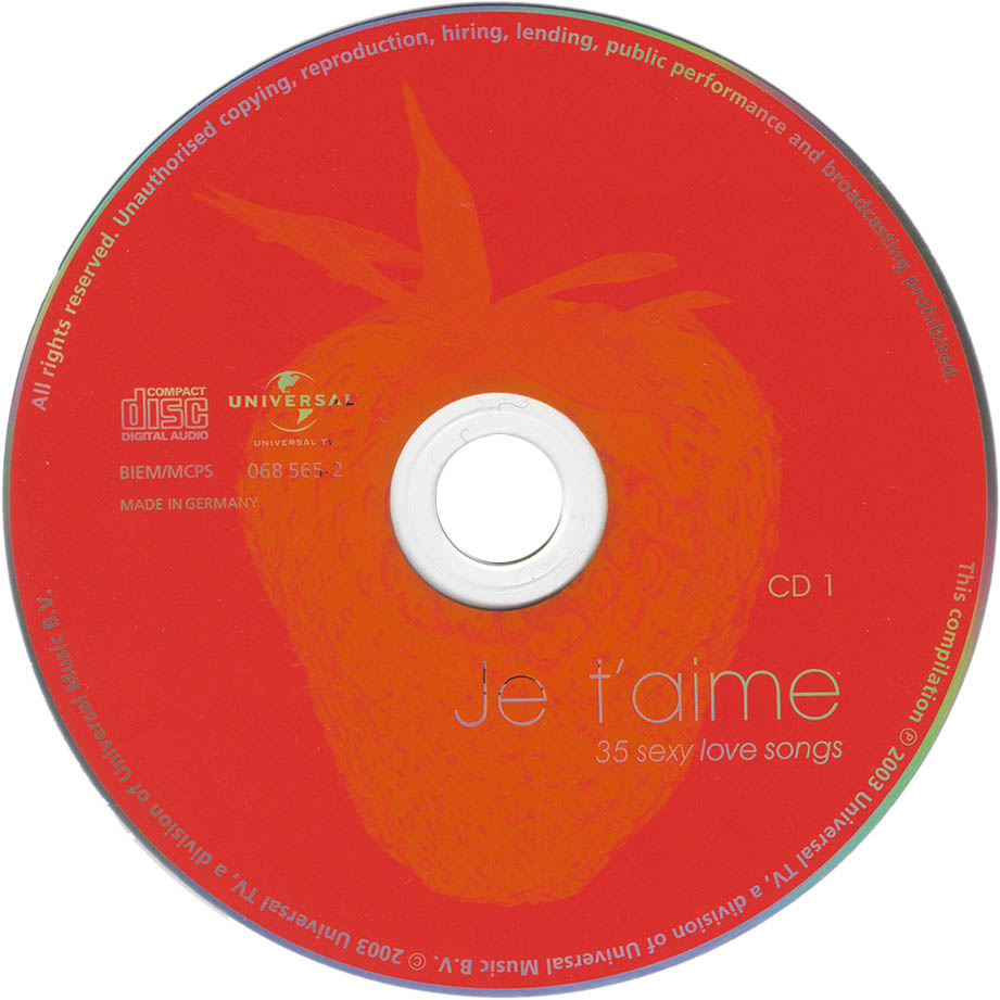 Cartula Cd1 de Je T'aime (35 Sexy Love Songs)