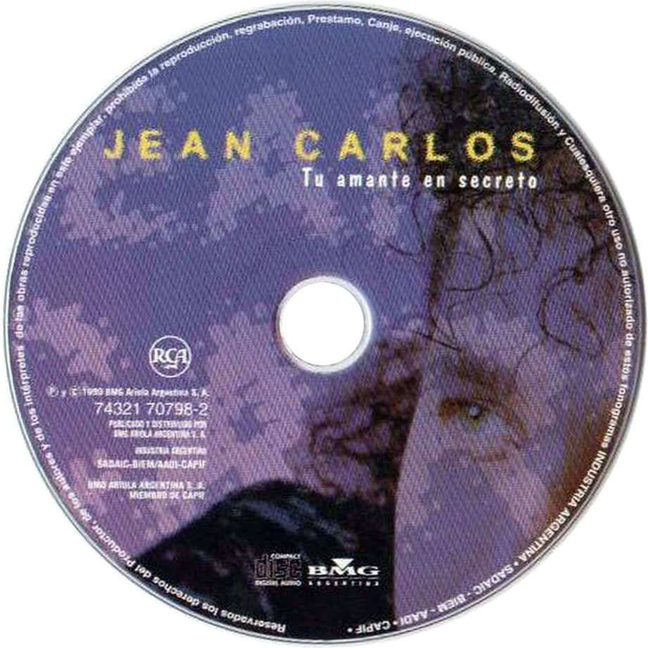 Cartula Cd de Jean Carlos - Tu Amante En Secreto