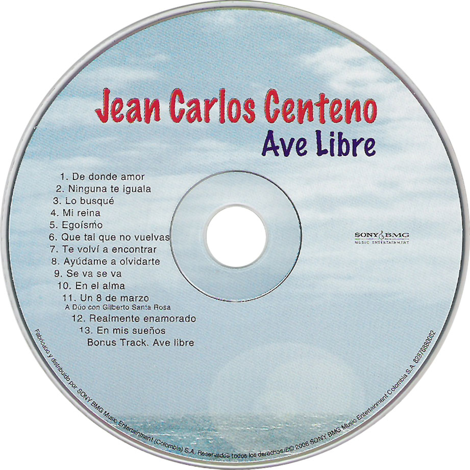 Cartula Cd de Jean Carlos Centeno - Ave Libre