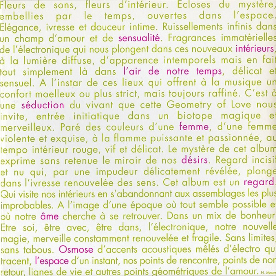 Cartula Interior Frontal de Jean Michel Jarre - Geometry Of Love