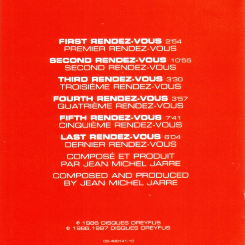 Cartula Interior Frontal de Jean Michel Jarre - Rendez-Vous