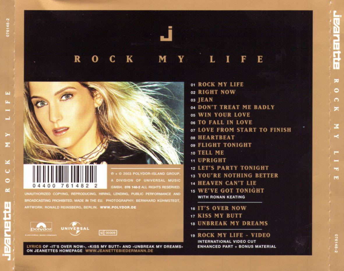 Cartula Trasera de Jeanette - Rock My Life