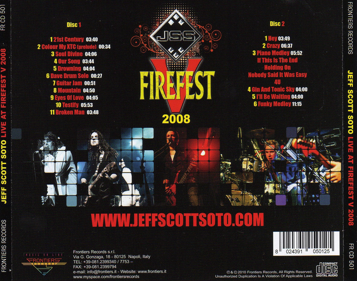 Cartula Trasera de Jeff Scott Soto - Live At Firefest 2008