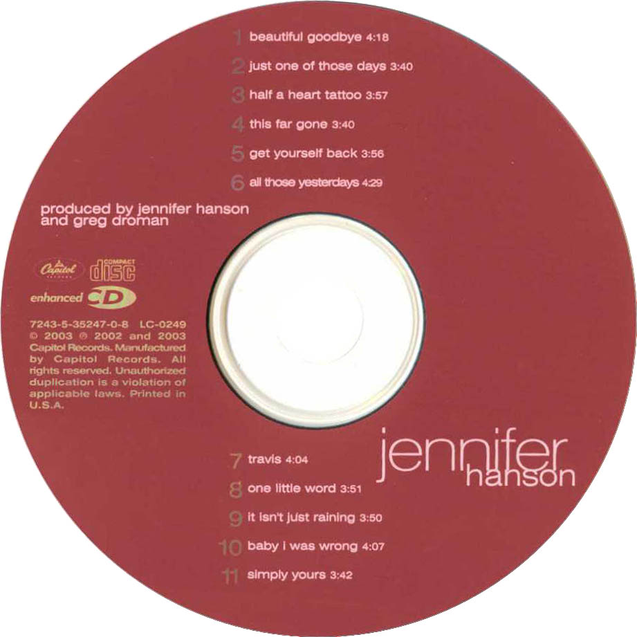 Cartula Cd de Jennifer Hanson - Jennifer Hanson