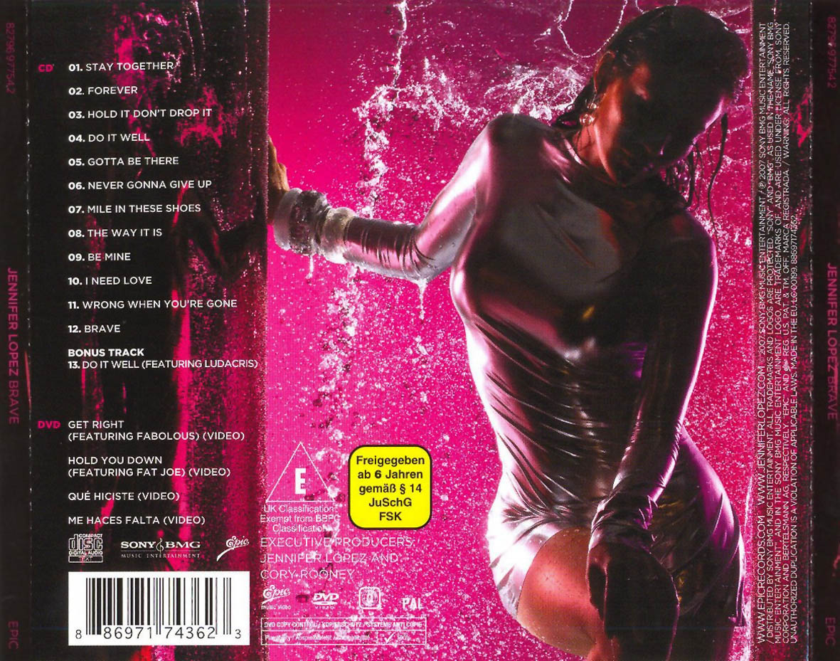 Cartula Trasera de Jennifer Lopez - Brave (Edicion Especial)