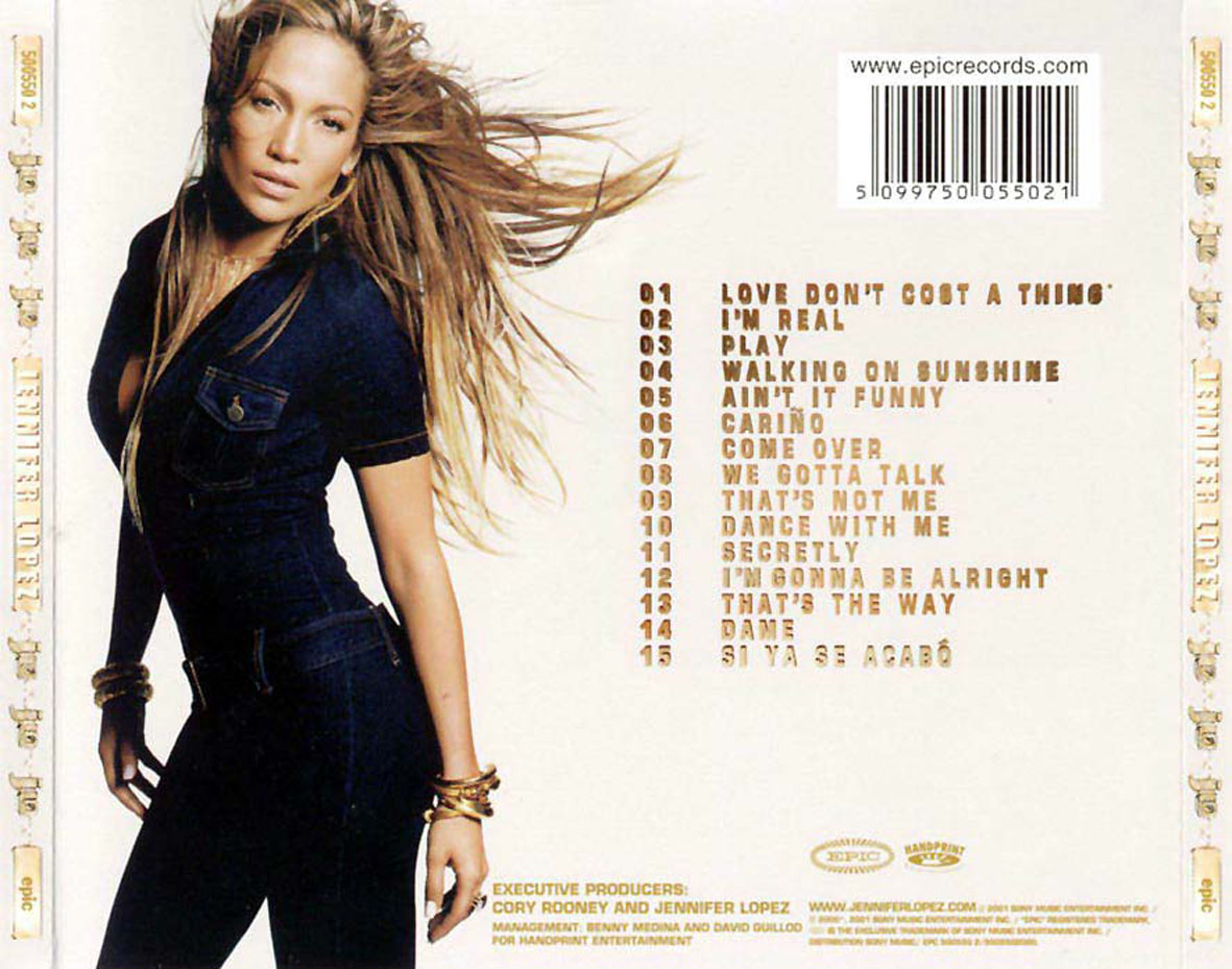 Cartula Trasera de Jennifer Lopez - J.lo (15 Canciones)