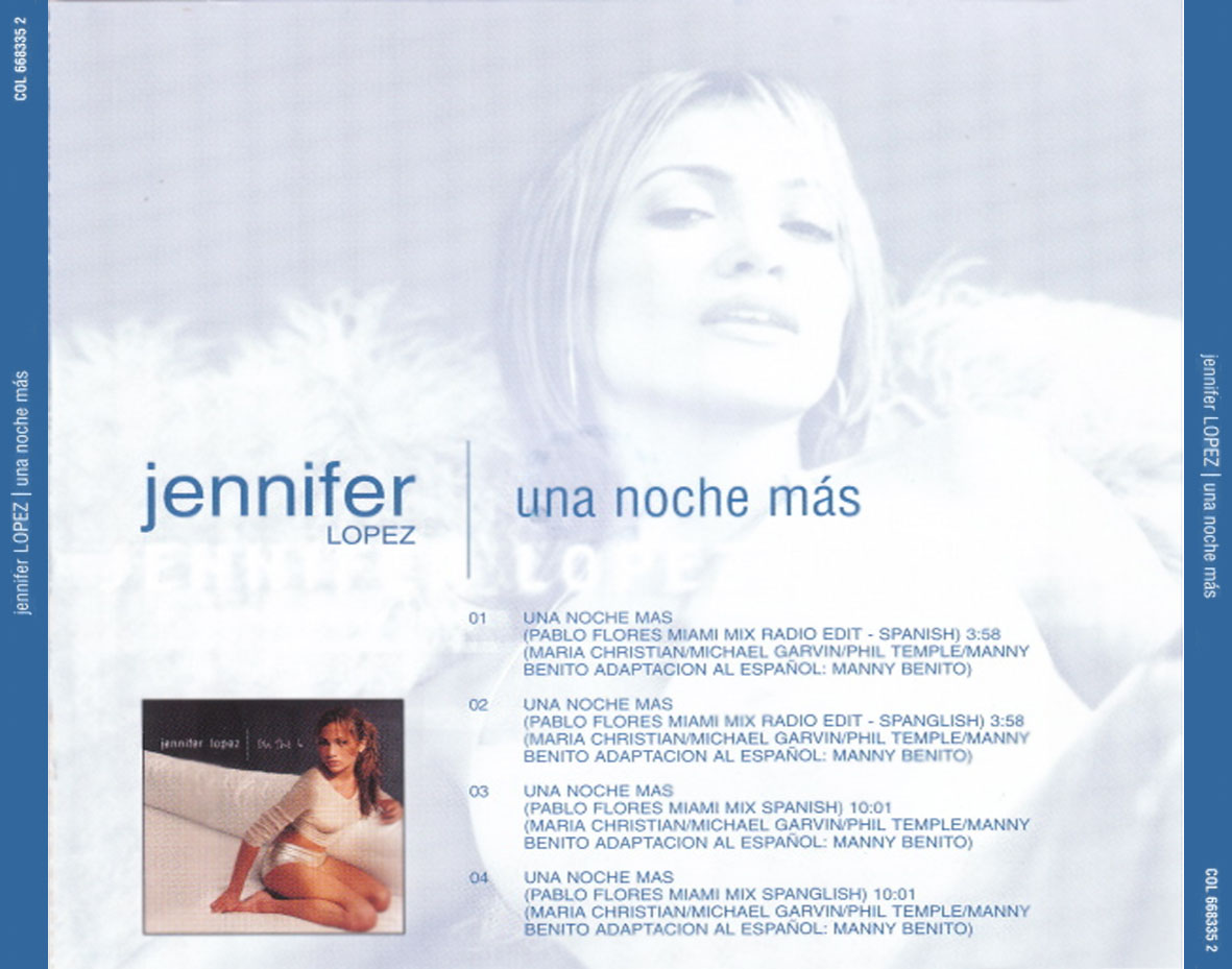 Cartula Trasera de Jennifer Lopez - Una Noche Mas (Cd Single)