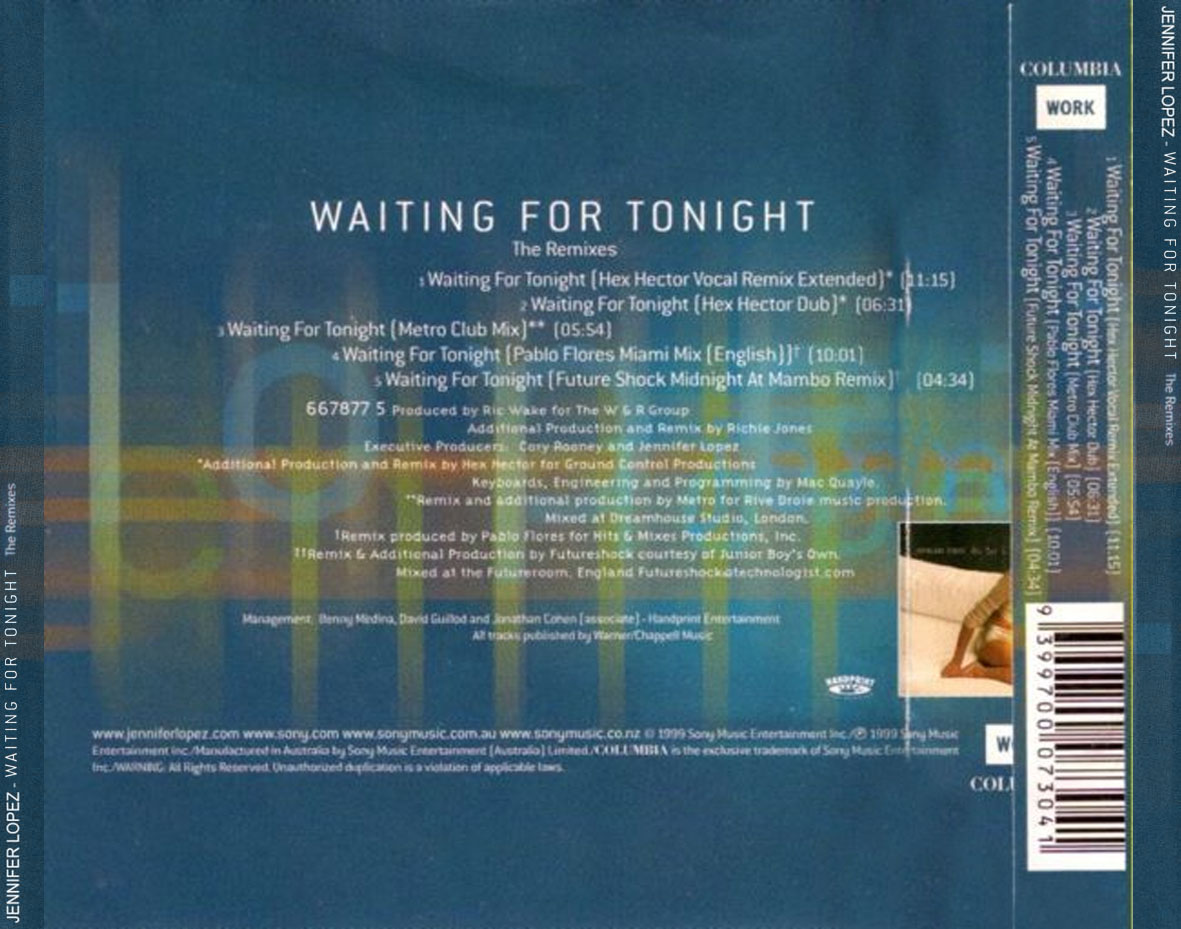 Cartula Trasera de Jennifer Lopez - Waiting For Tonight (Remixes) (Ep)
