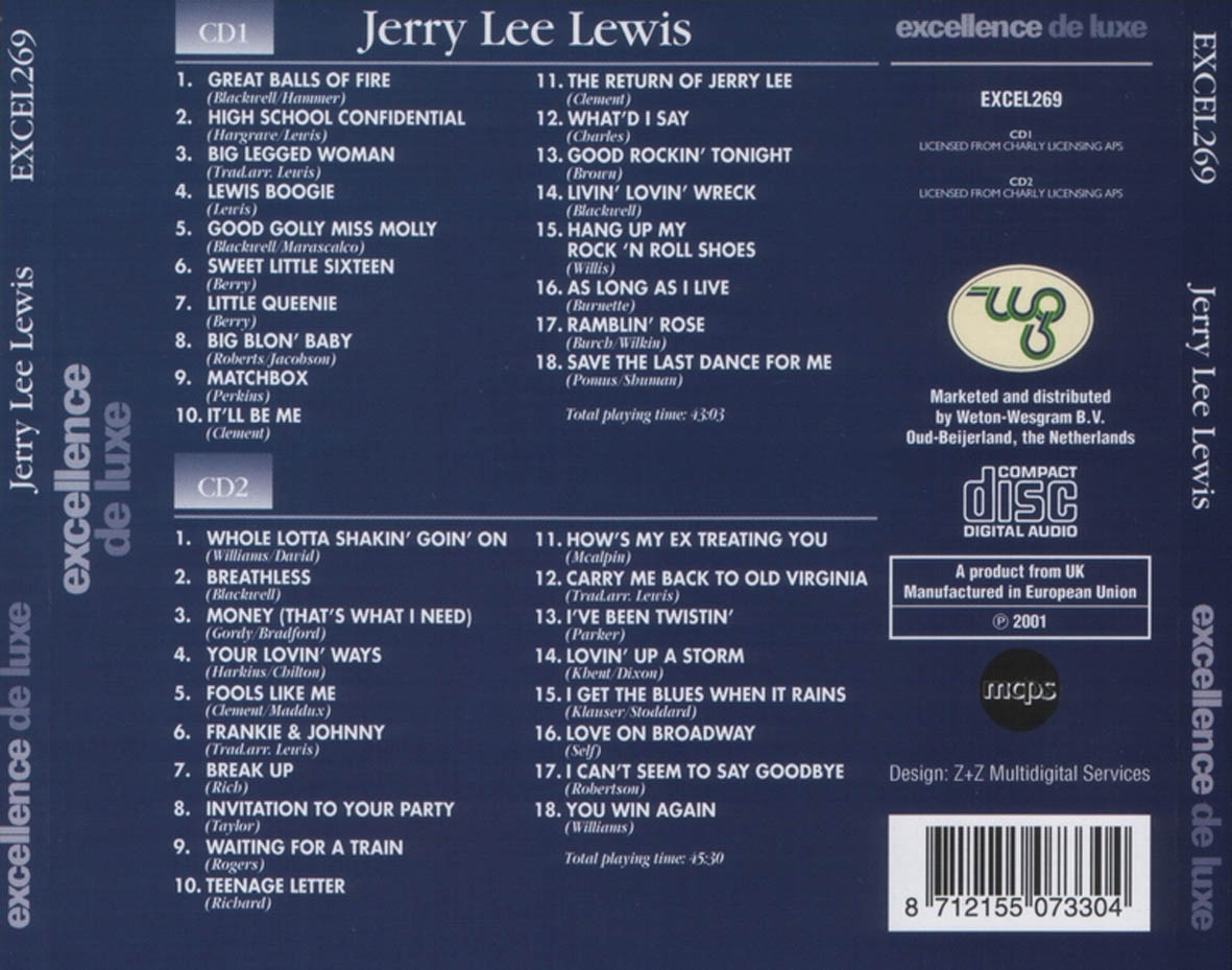 Cartula Trasera de Jerry Lee Lewis - 36 Rock & Roll Hits