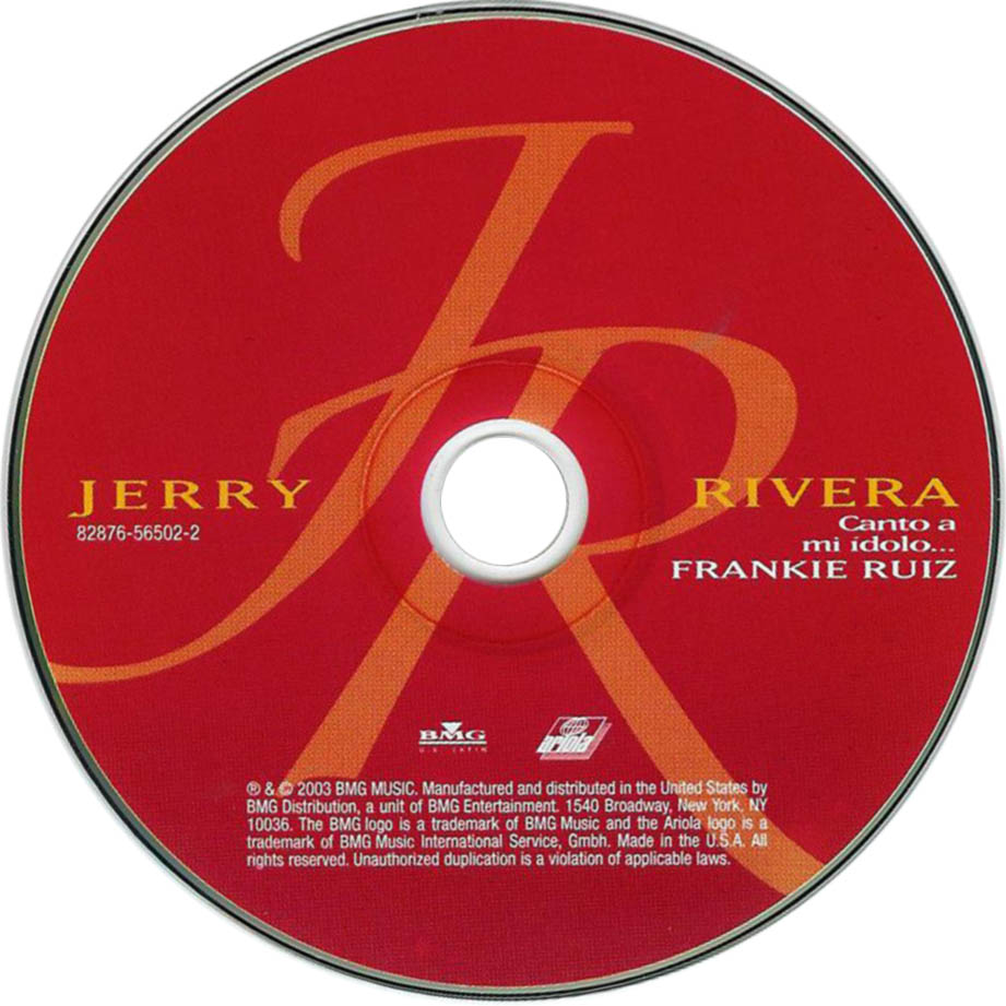 Cartula Cd de Jerry Rivera - Canto A Mi Idolo Frankie Ruiz
