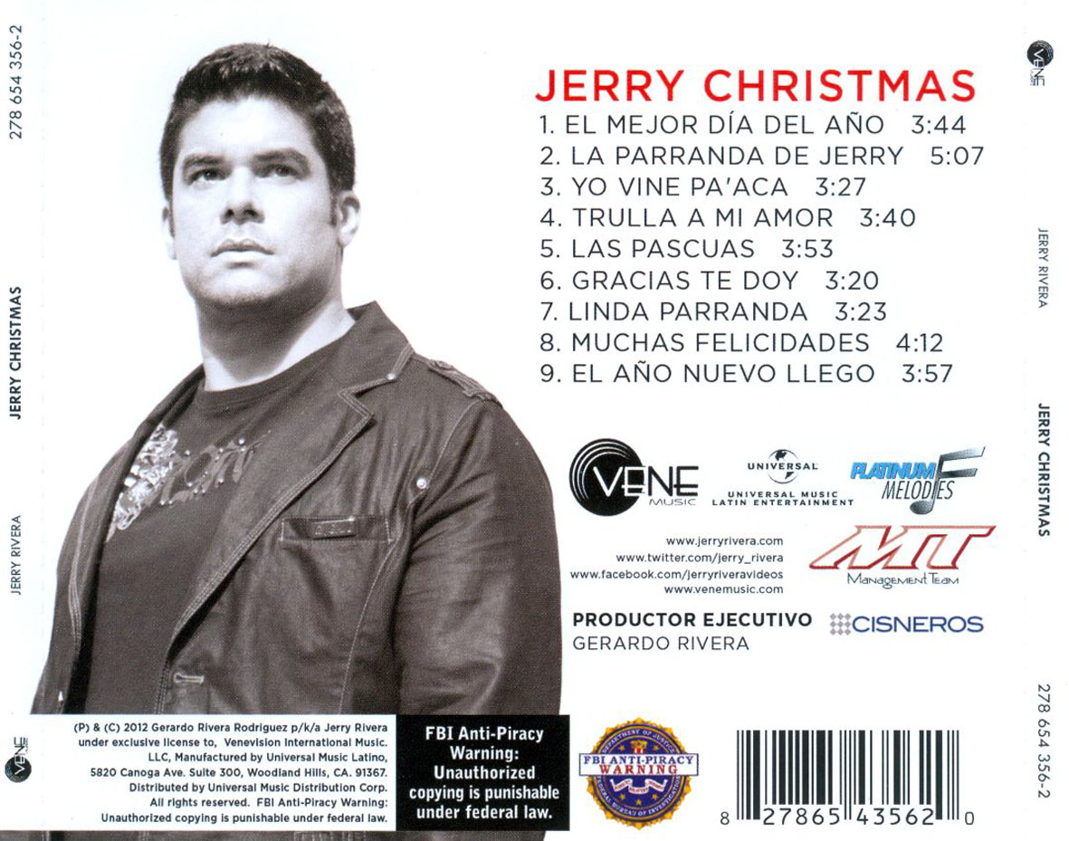 Cartula Trasera de Jerry Rivera - Jerry Christmas