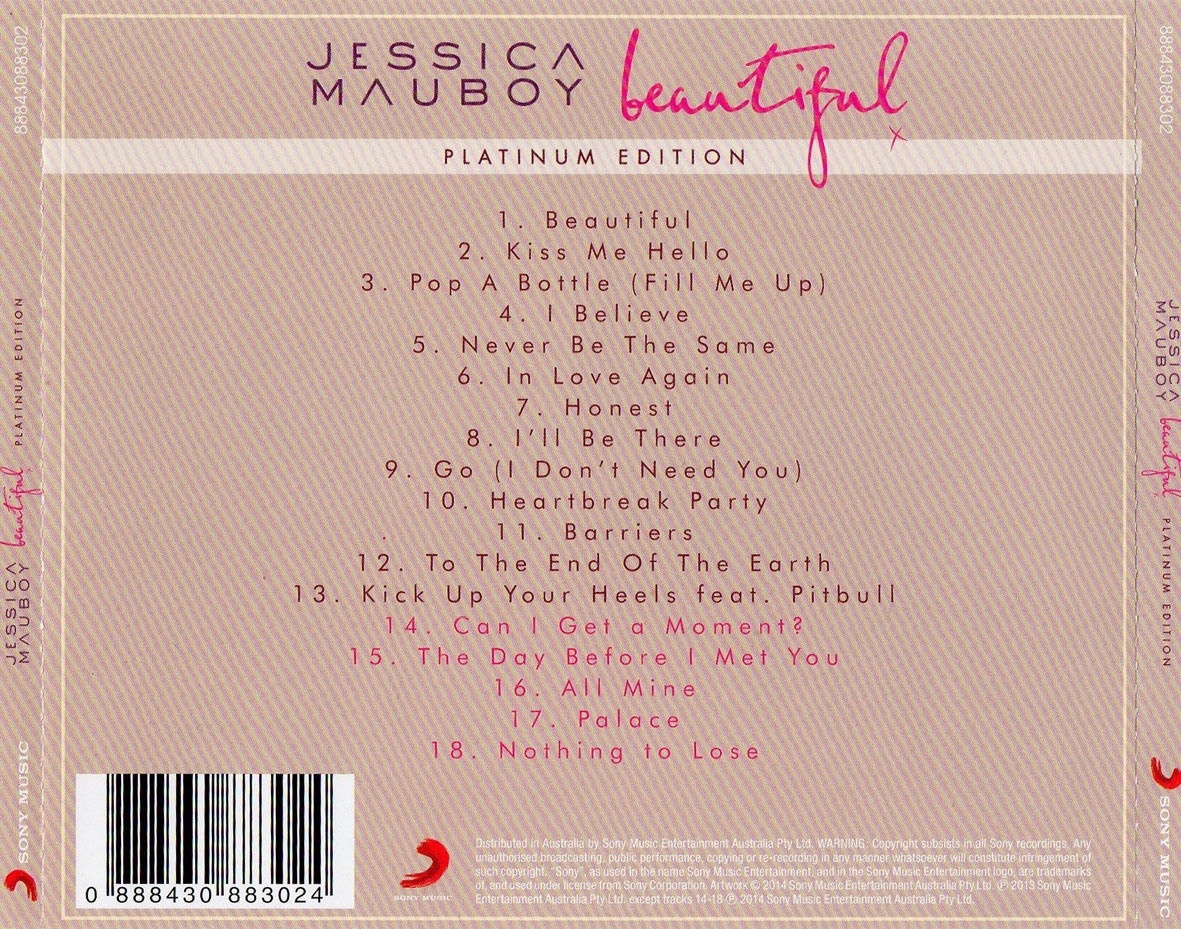 Cartula Trasera de Jessica Mauboy - Beautiful (Platinum Edition)