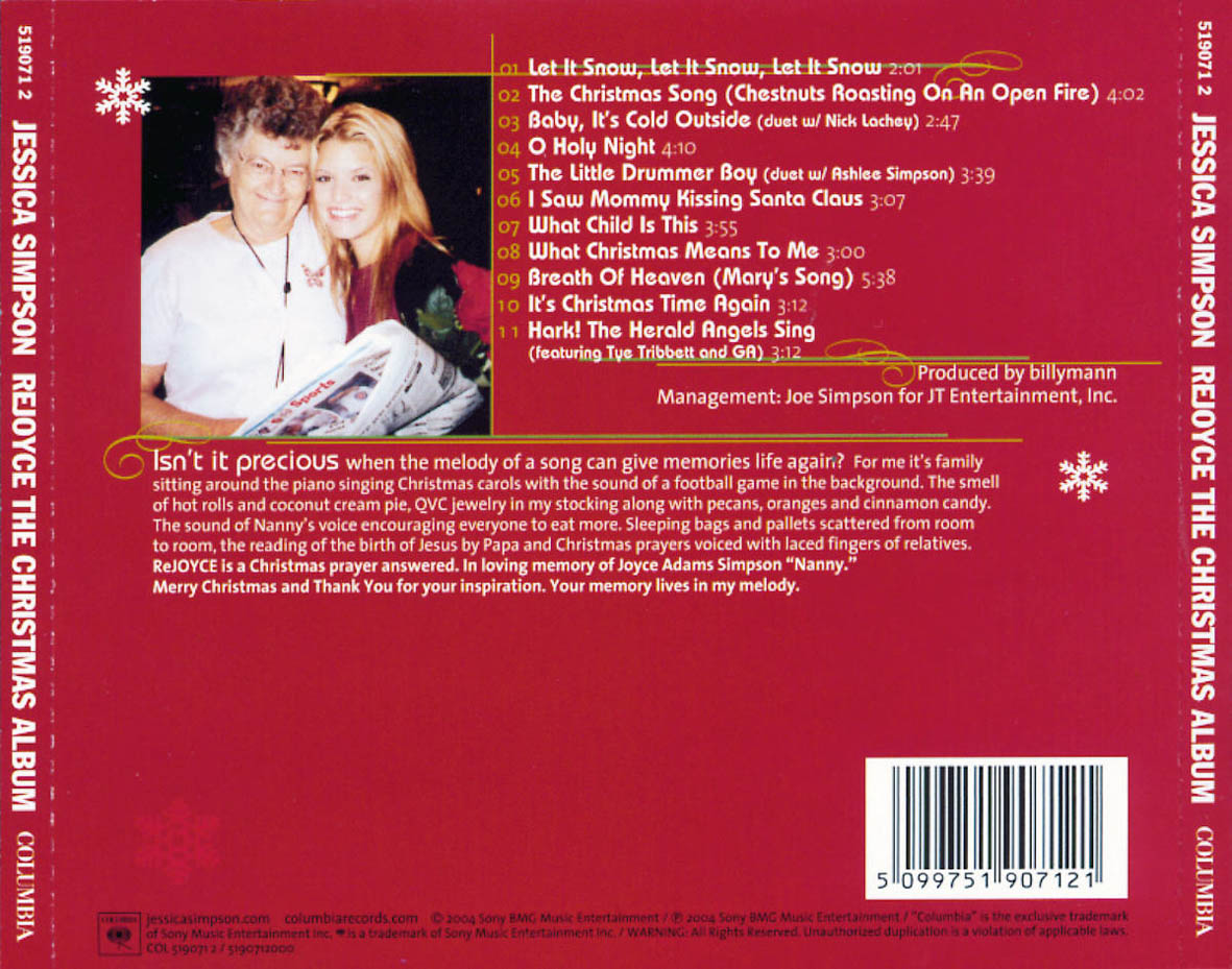 Cartula Trasera de Jessica Simpson - Rejoyce The Christmas Album