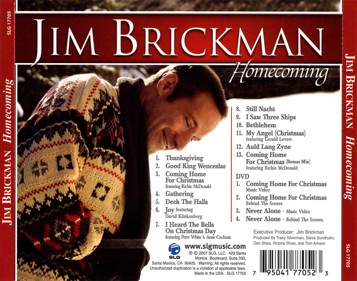 Cartula Trasera de Jim Brickman - Homecoming