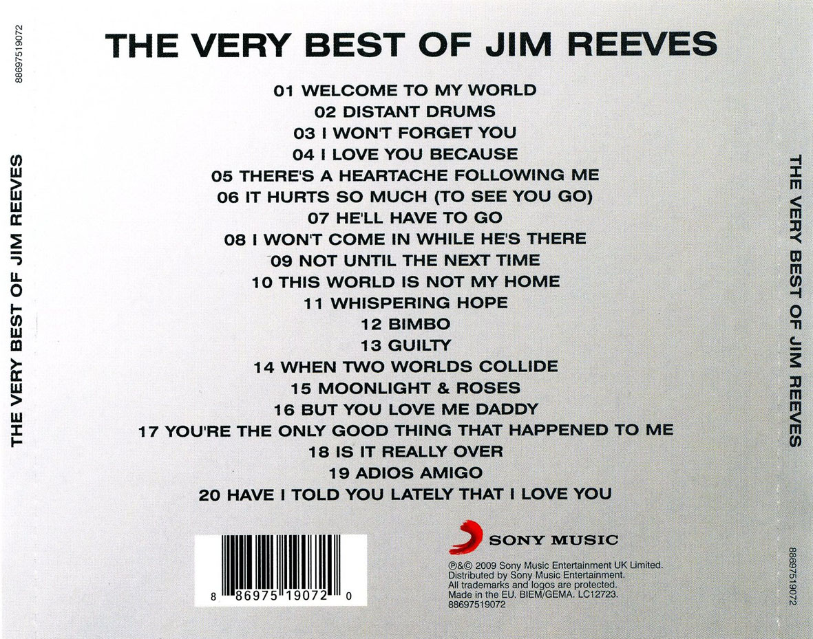 Cartula Trasera de Jim Reeves - The Very Best Of Jim Reeves