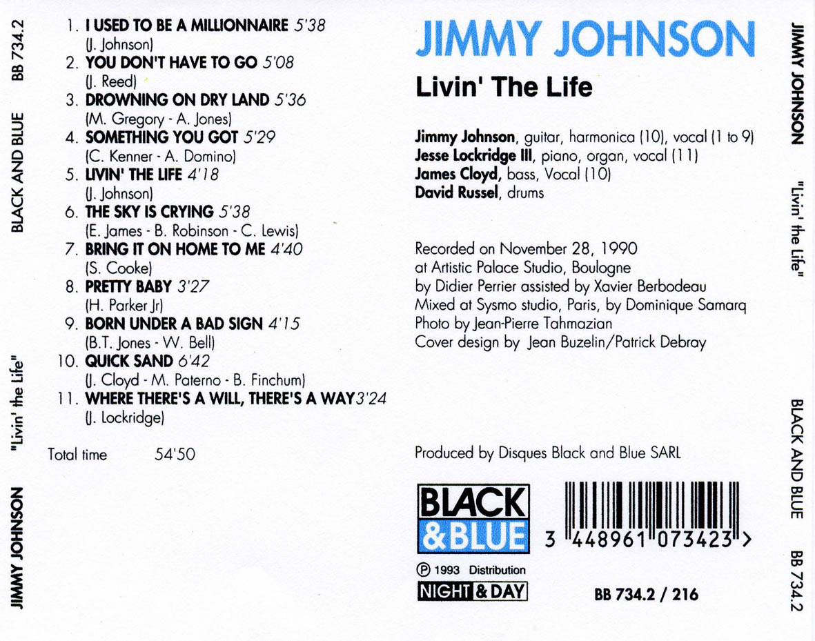 Cartula Trasera de Jimmy Johnson - Livin' The Life