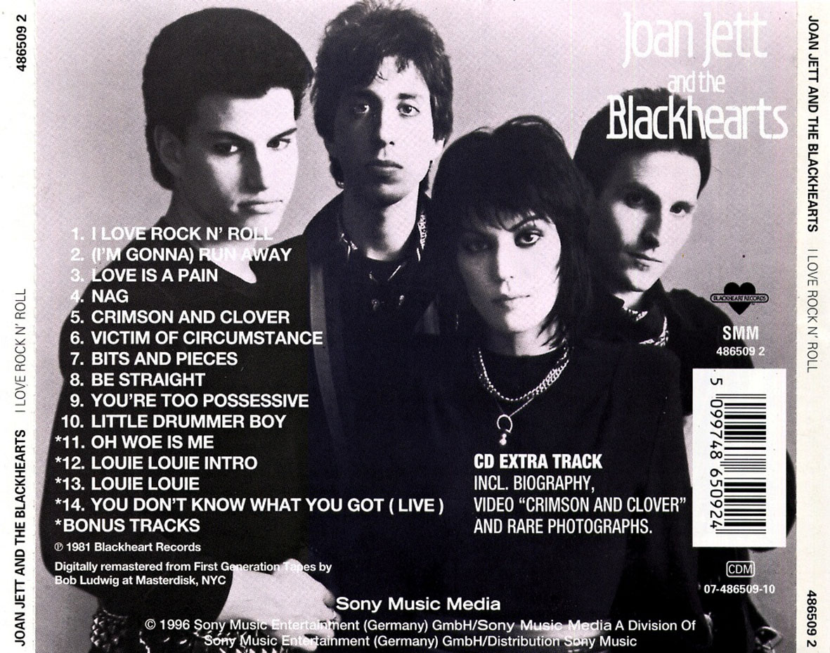 Cartula Trasera de Joan Jett & The Blackhearts - I Love Rock 'n Roll (1996)
