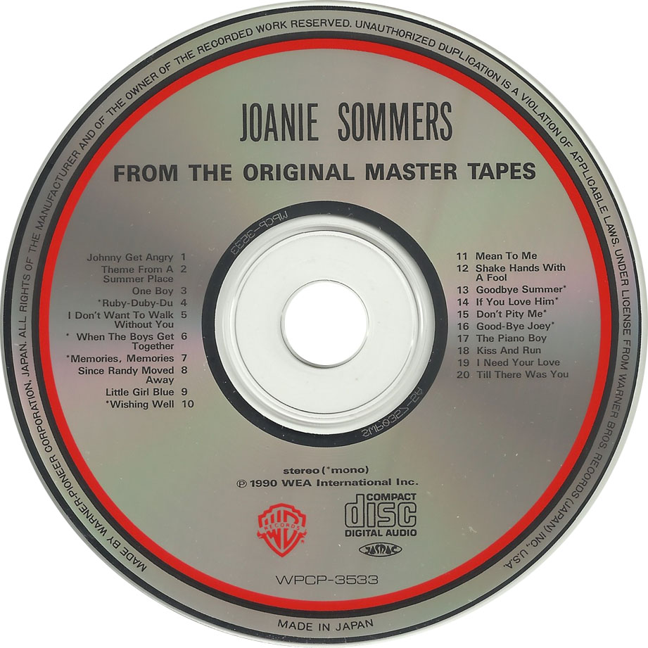 Cartula Cd de Joanie Sommers - From The Original Master Tapes