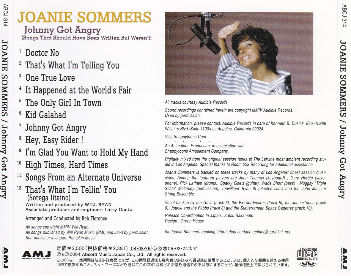 Cartula Trasera de Joanie Sommers - Johnny Got Angry