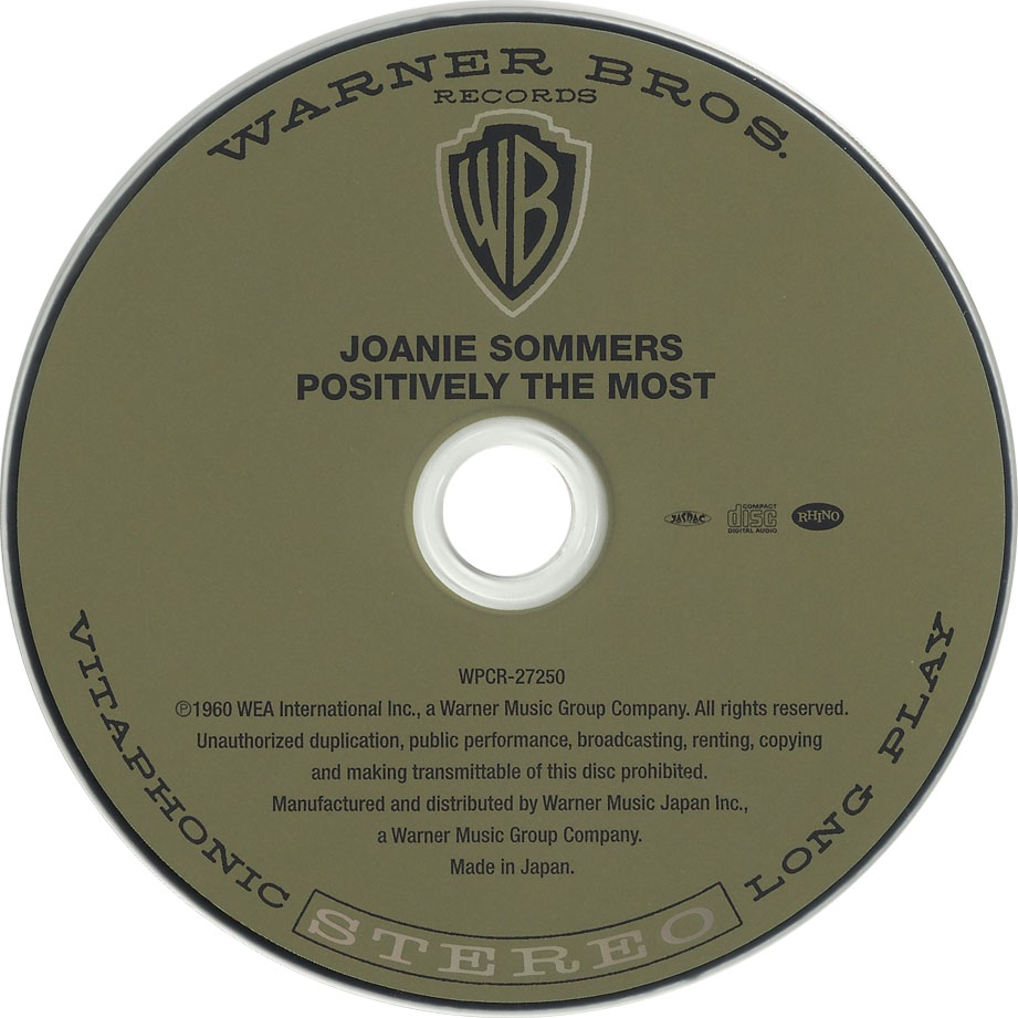 Cartula Cd de Joanie Sommers - Positively The Most!