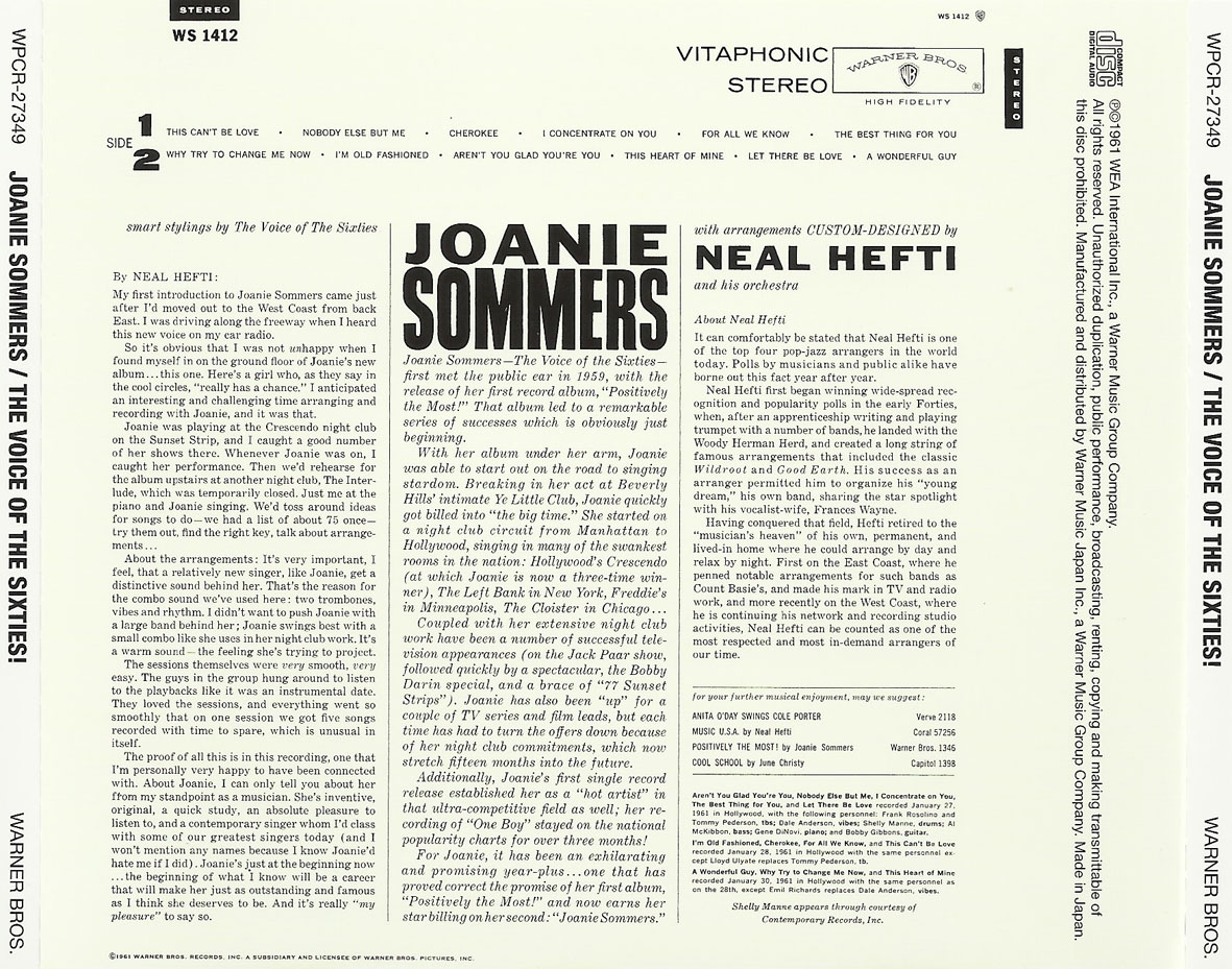 Cartula Trasera de Joanie Sommers - The Voice Of The Sixties