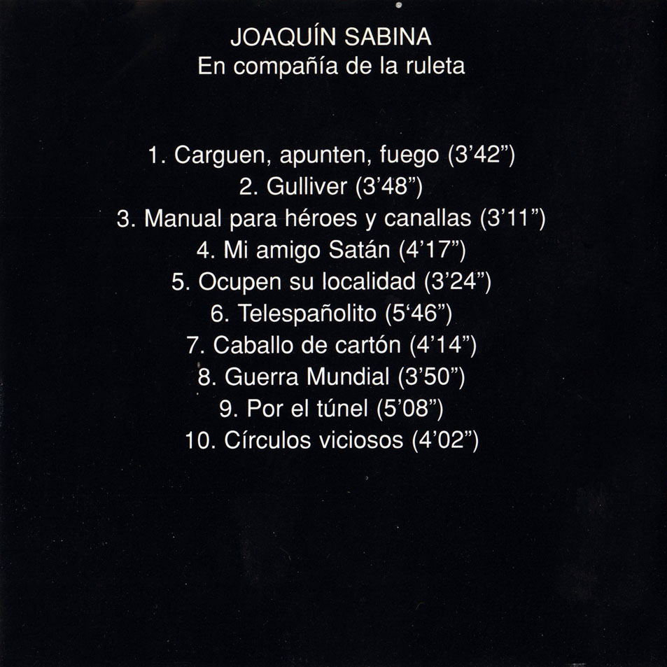 Cartula Interior Frontal de Joaquin Sabina - En Compaia De La Ruleta