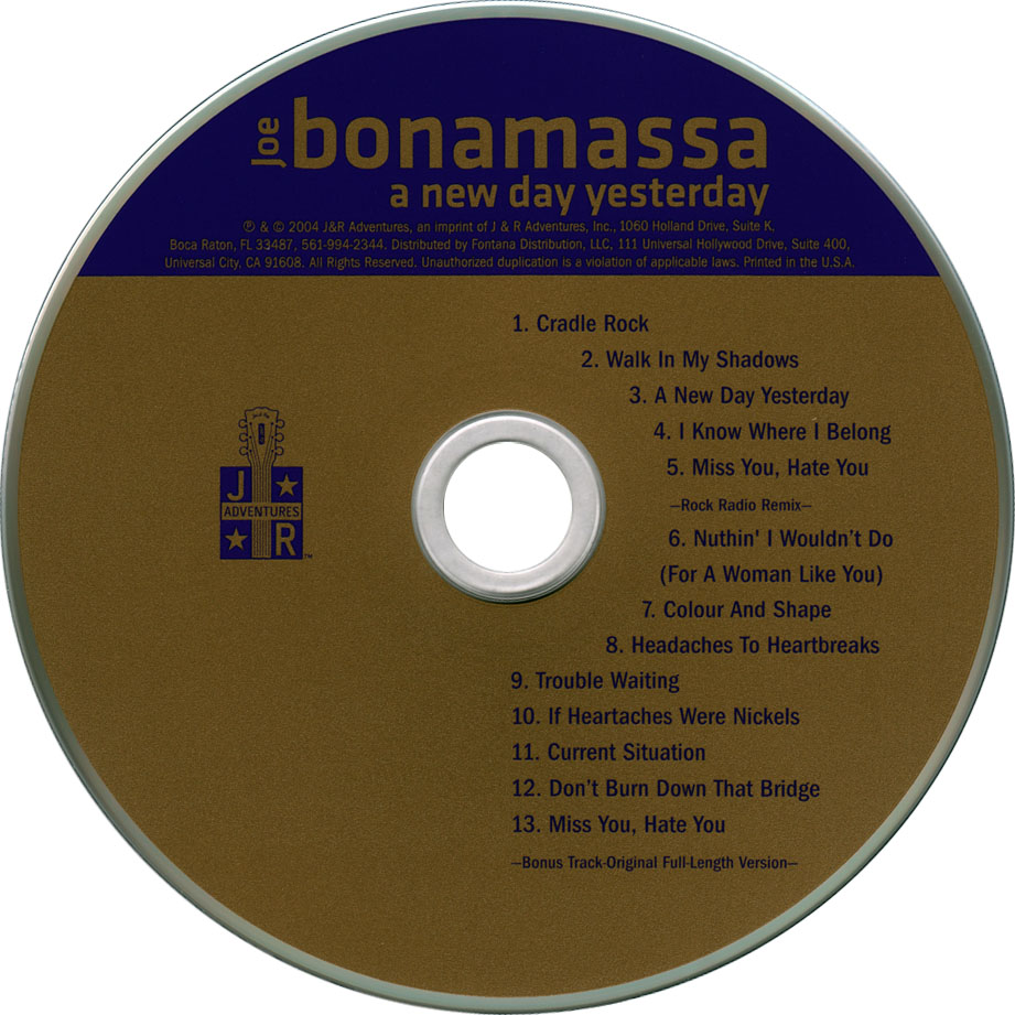 Cartula Cd de Joe Bonamassa - A New Day Yesterday