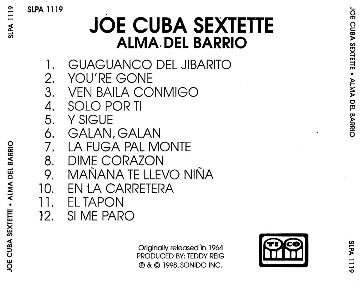 Cartula Trasera de Joe Cuba Sextette - El Alma Del Barrio