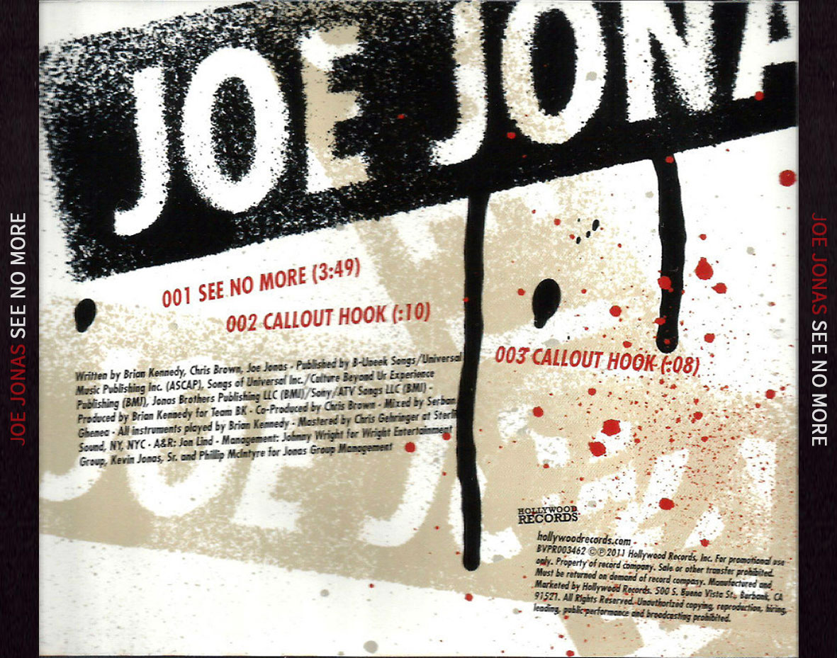 Cartula Trasera de Joe Jonas - See No More (Cd Single)