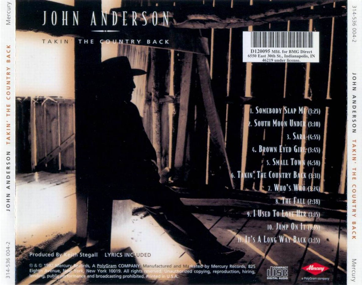 Cartula Trasera de John Anderson - Takin' The Country Back