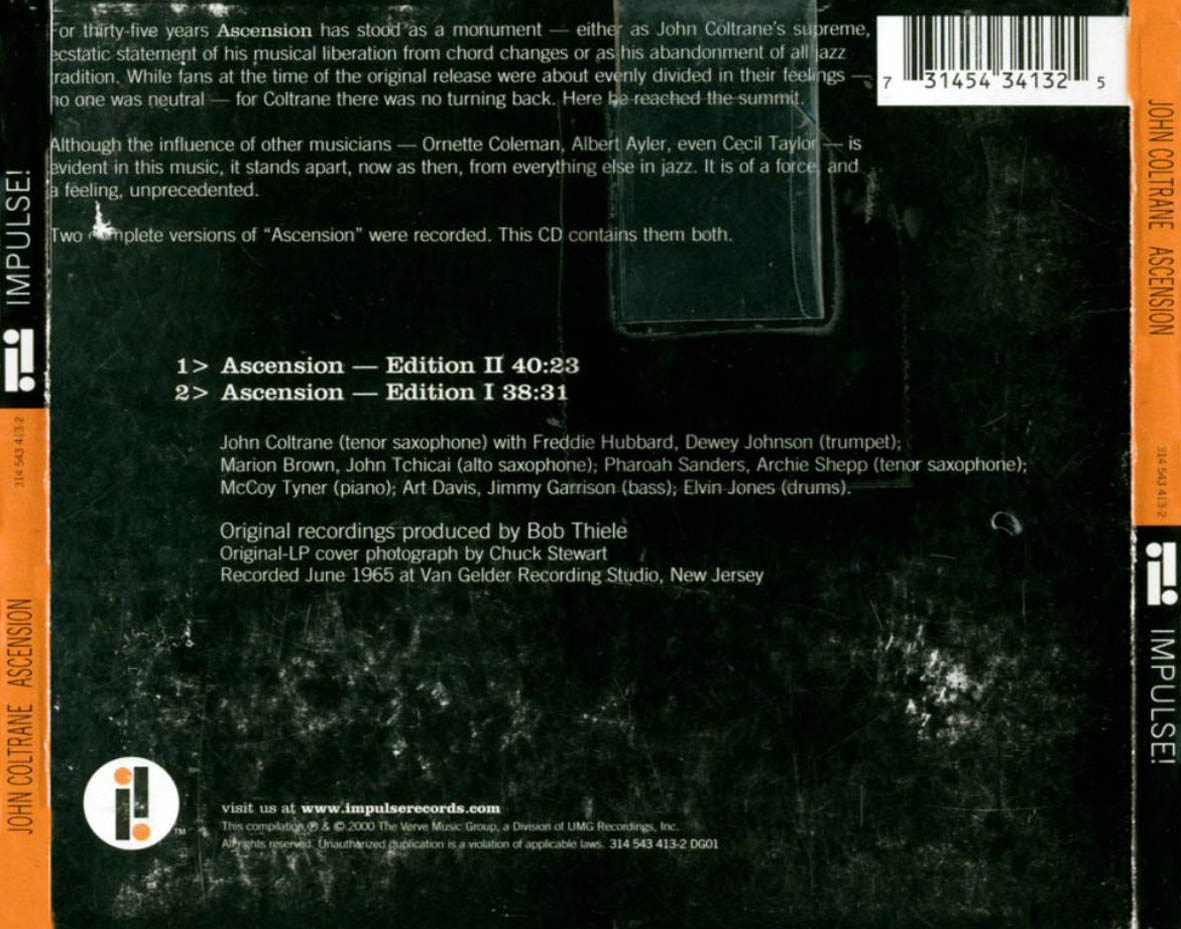 Cartula Trasera de John Coltrane - Ascension
