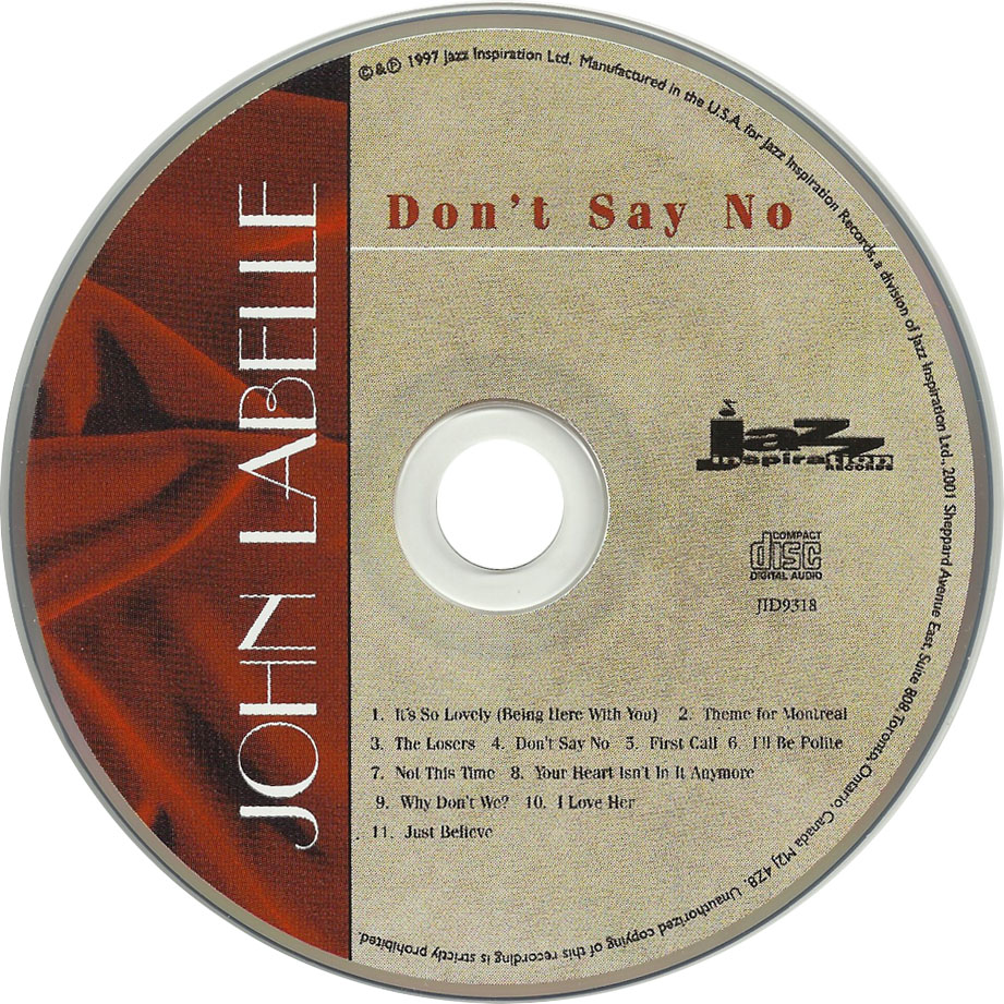 Cartula Cd de John Labelle - Don't Say No