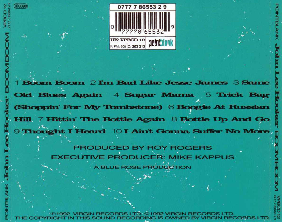 Cartula Trasera de John Lee Hooker - Boom Boom