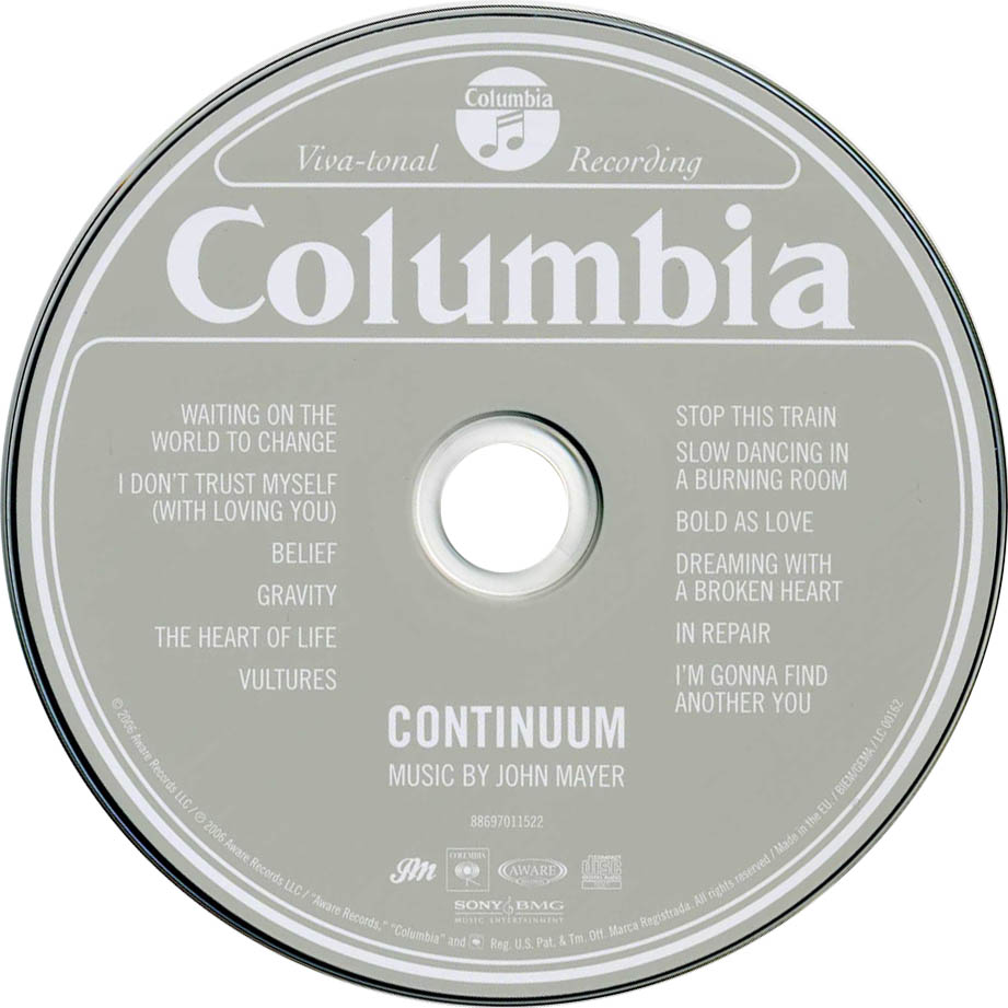 Cartula Cd de John Mayer - Continuum