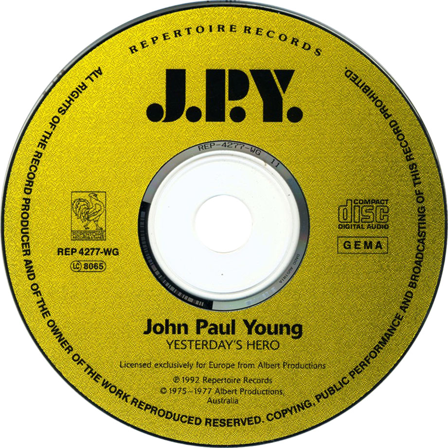 Cartula Cd de John Paul Young - Yesterday's Hero