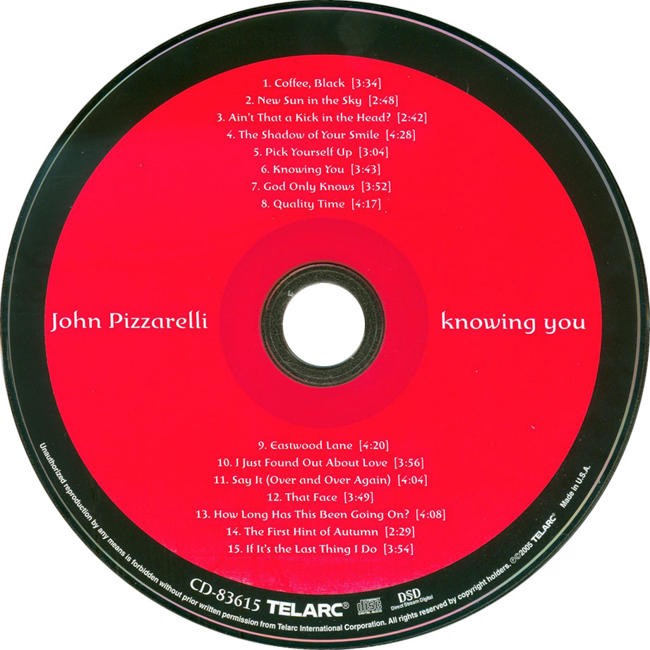 Cartula Cd de John Pizzarelli - Knowing You