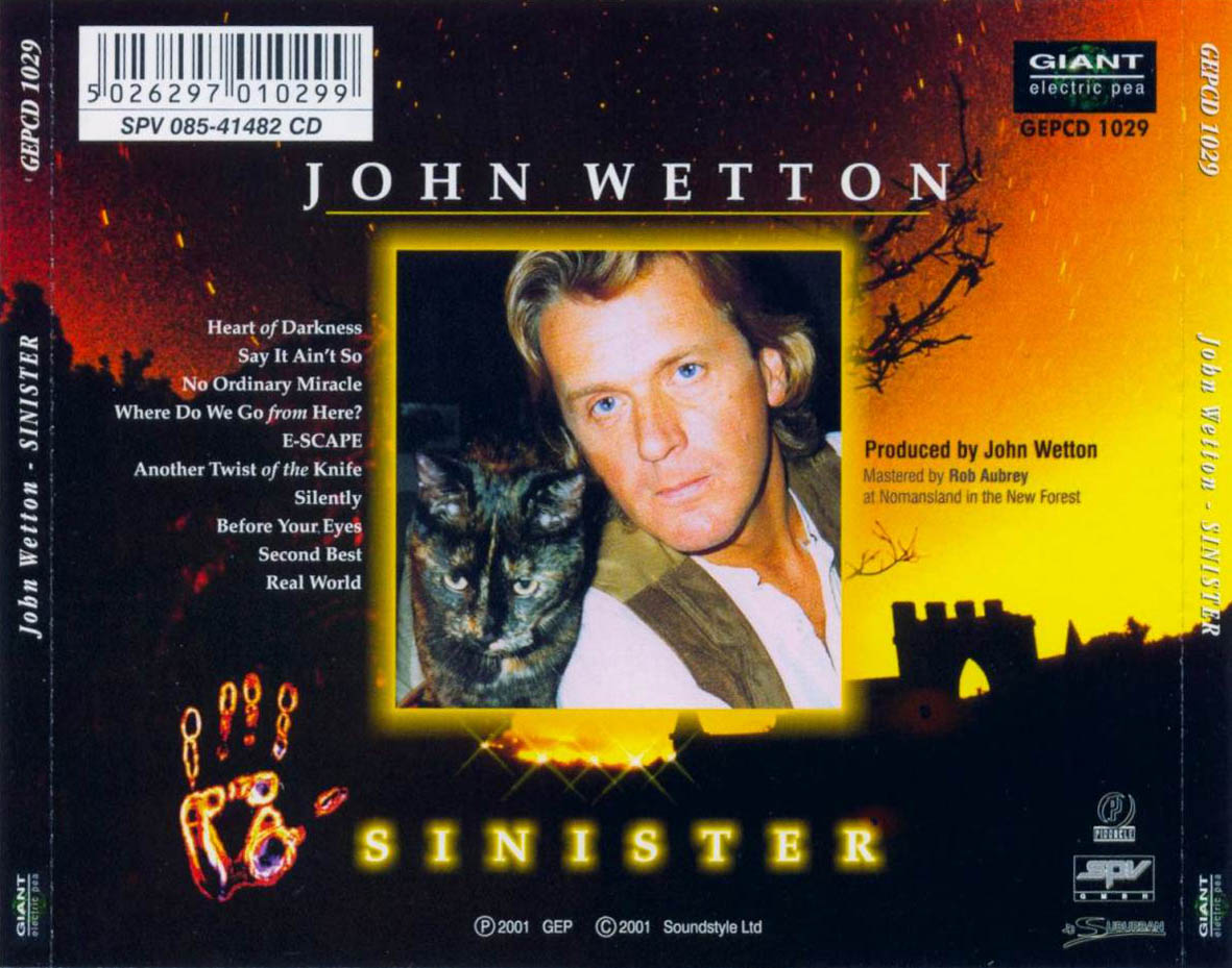 Cartula Trasera de John Wetton - Sinister