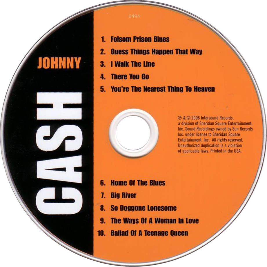 Cartula Cd de Johnny Cash - 10 Top 10's