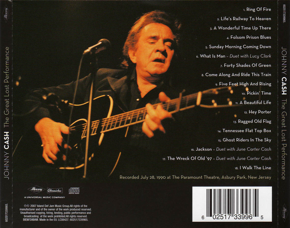 Cartula Trasera de Johnny Cash - The Great Lost Performance