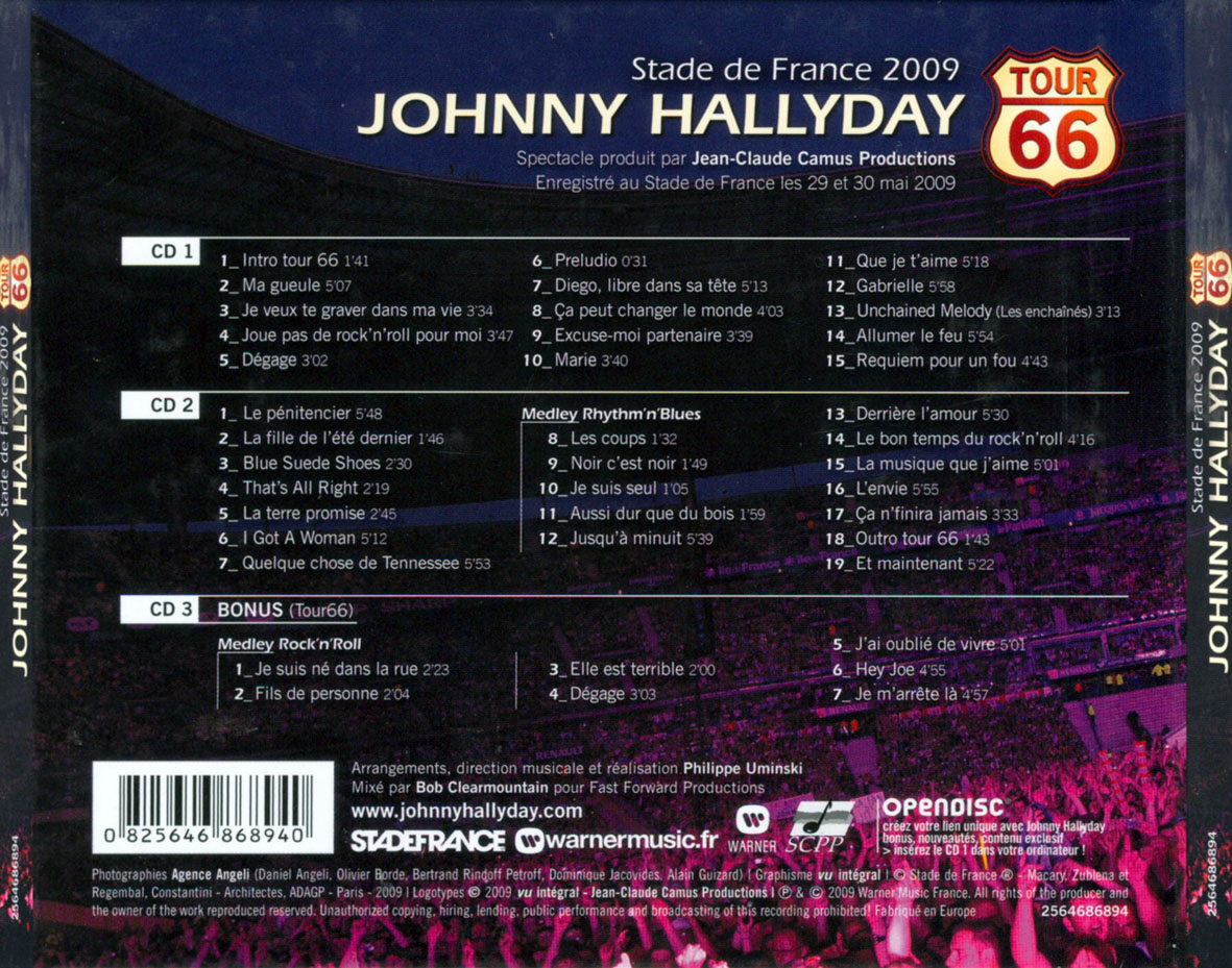 Cartula Trasera de Johnny Hallyday - Stade De France 2009