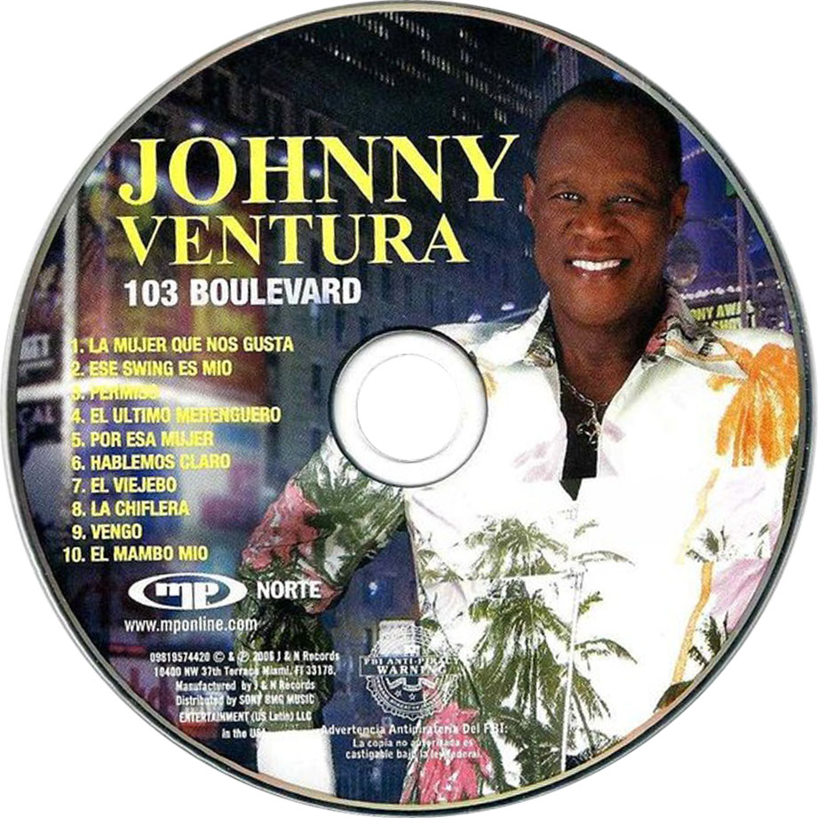 Cartula Cd de Johnny Ventura - 103 Boulevard