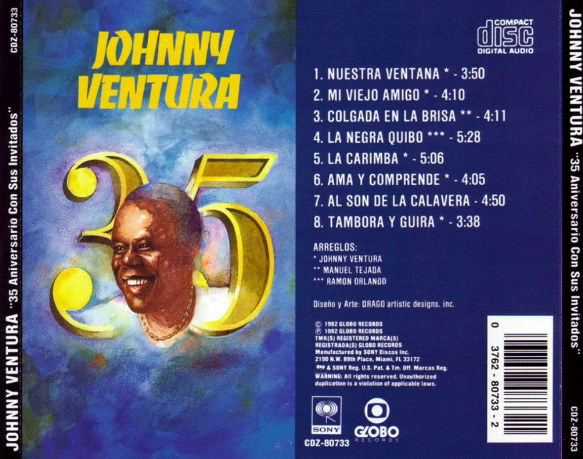 Cartula Trasera de Johnny Ventura - 35 Aniversario Con Sus Invitados