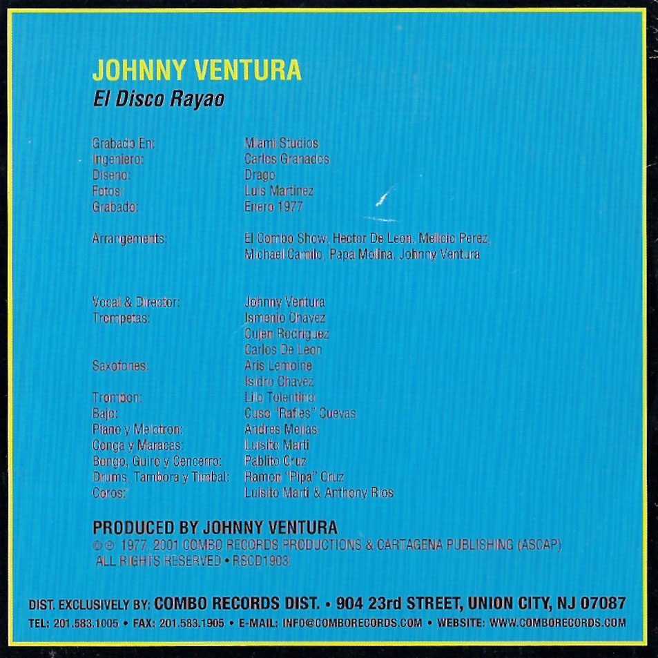 Cartula Interior Frontal de Johnny Ventura - El Disco Rayao