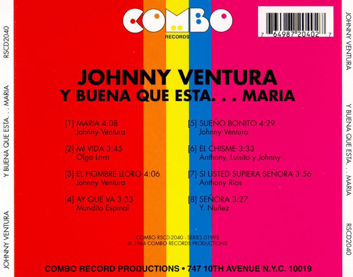 Cartula Trasera de Johnny Ventura - Y Buena Que Esta... Maria