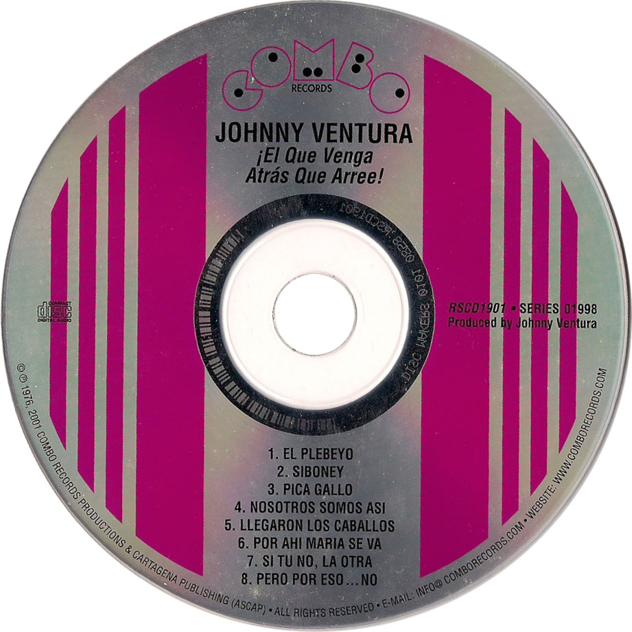 Cartula Cd de Johnny Ventura - El Que Venga Atras Que Arree!