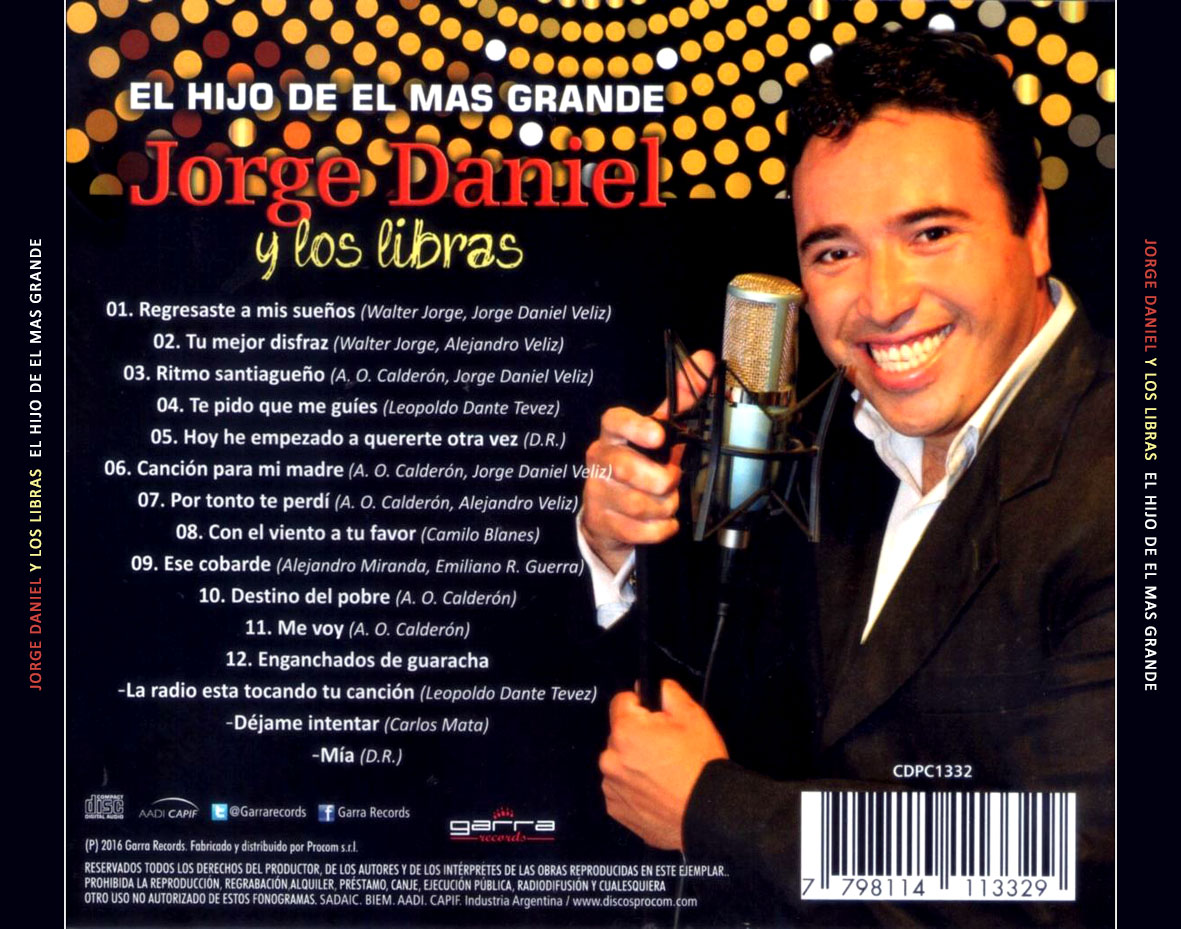 Cartula Trasera de Jorge Daniel Y Los Libras - El Hijo De El Mas Grande